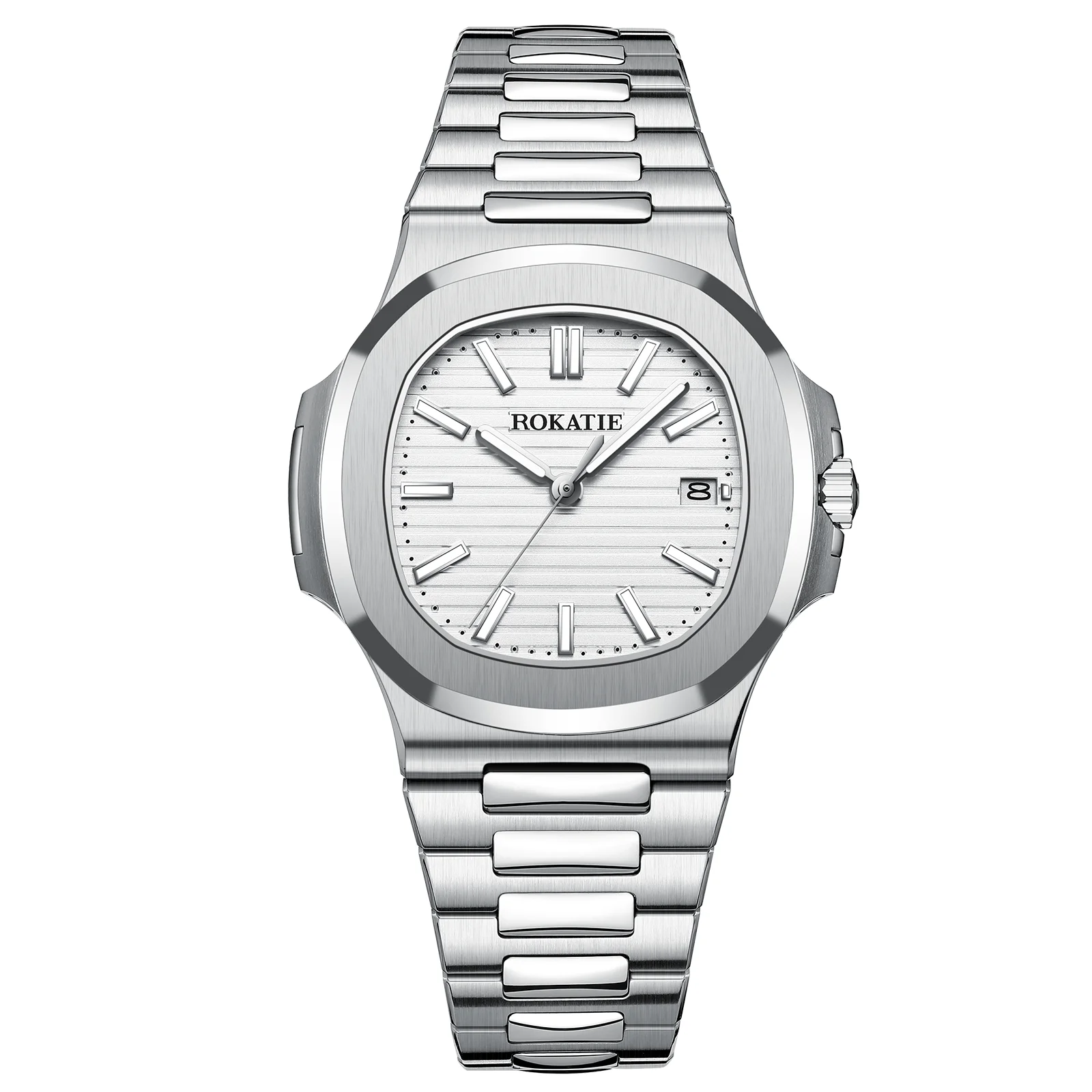 ROKATIE Mechanical Watches Luminous Needle Stainless Steel 316L 9015 Movement Automatic Watch 5ATM Waterproof Automatic Watch