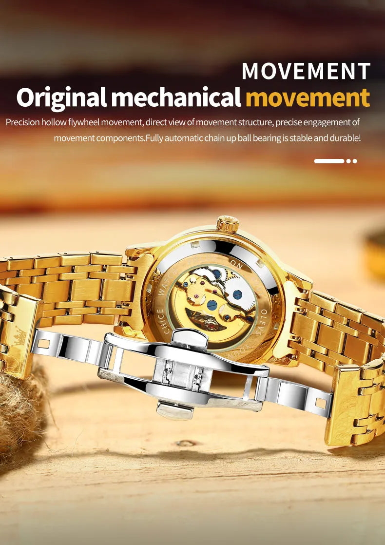 OELVS 9901 Luxury Men's Watches Fashion Dress Automatic Mechanical Wristwatch Waterproof Luminous Hollow Watch for Man Reloj