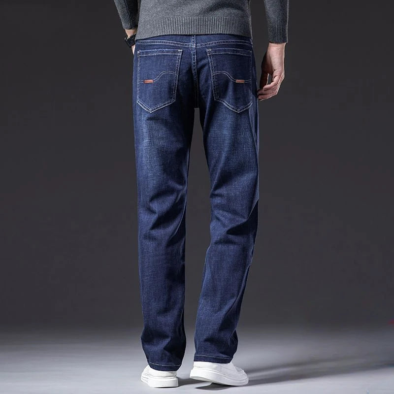 Baggy Straight Jeans for Men Classic Mens Cowboy Pants Regular Trousers Denim Elastic Tight Pipe Casual Low Rise Goth Stacked Xs