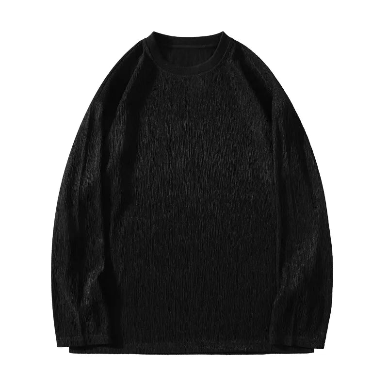 Men's High Street Long Sleeve T-Shirt - Trendy Casual Top Loose Fit Comfortable Wear, Modern Minimalist Style, Everyday Essentia