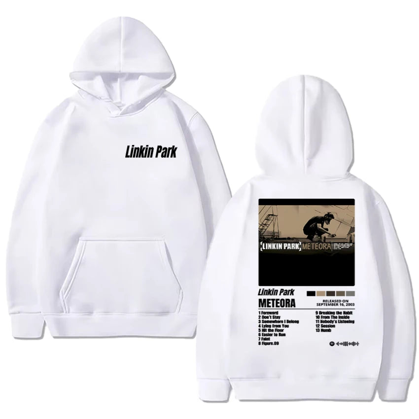 In 2025 a new poster of the Meteora men's hoodie retro hip-hop streetwear and casual hoodie was released in Lincoln Park