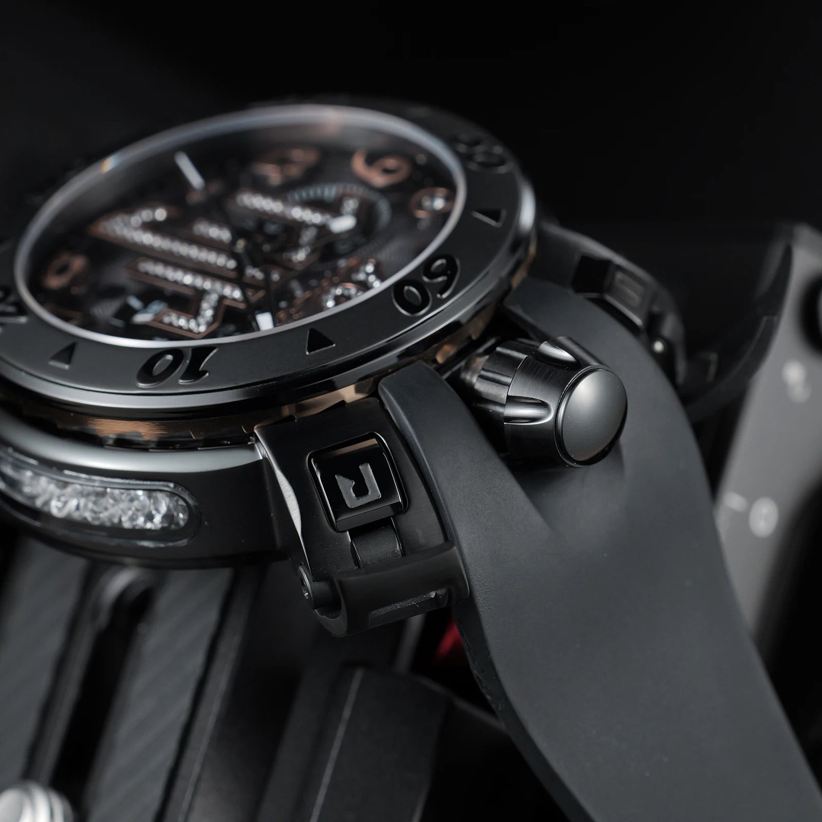 Gaga Men's Rose Gold Automatic Watch Big Numerals Fashion Big Dial Waterproof Sport Clock Comfortable Rubber Band Mechanical