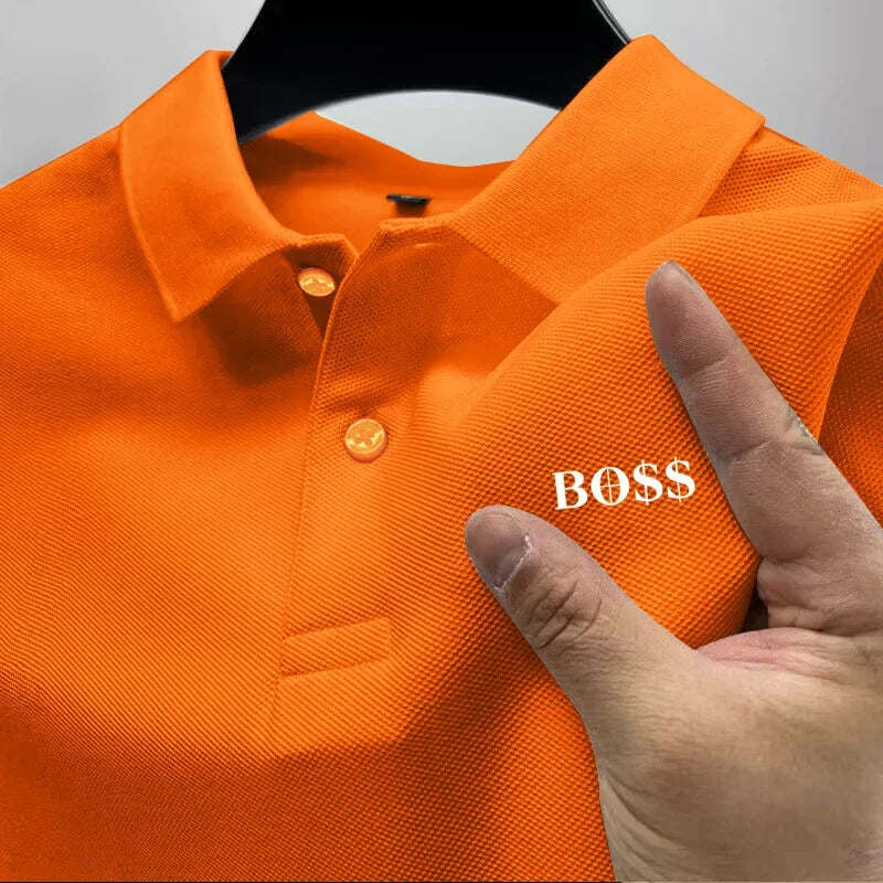 Men's short-sleeved polo shirt 2025, quick-drying, breathable, casual, fashionable, business, sporty, summer, high collar, new s