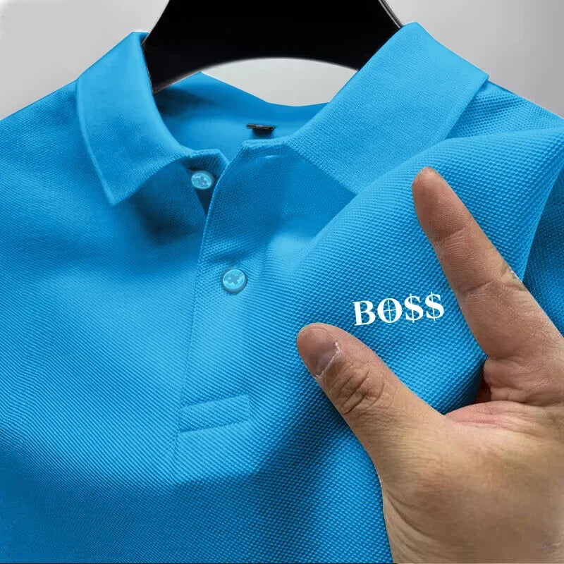 Men's short-sleeved polo shirt 2025, quick-drying, breathable, casual, fashionable, business, sporty, summer, high collar, new s
