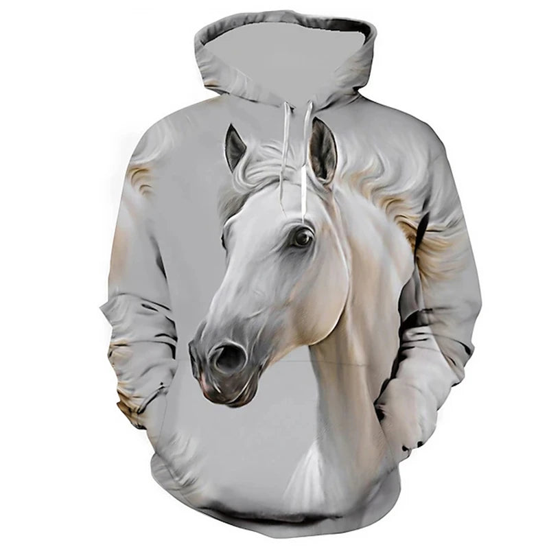 Colorful Horse Graphic 3D Print Hoodie Men Women Cool Streetwear Hip Hop Hoodies Oversized Pullover Sweatshirts Male Clothing