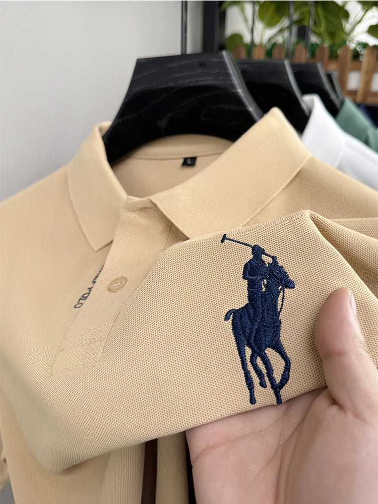 Designer Brand Men's Polo Shirt Lapel T-Shirt Summer New Exquisite Horse Embroid Short Sleeve Business Casual Office Menswear