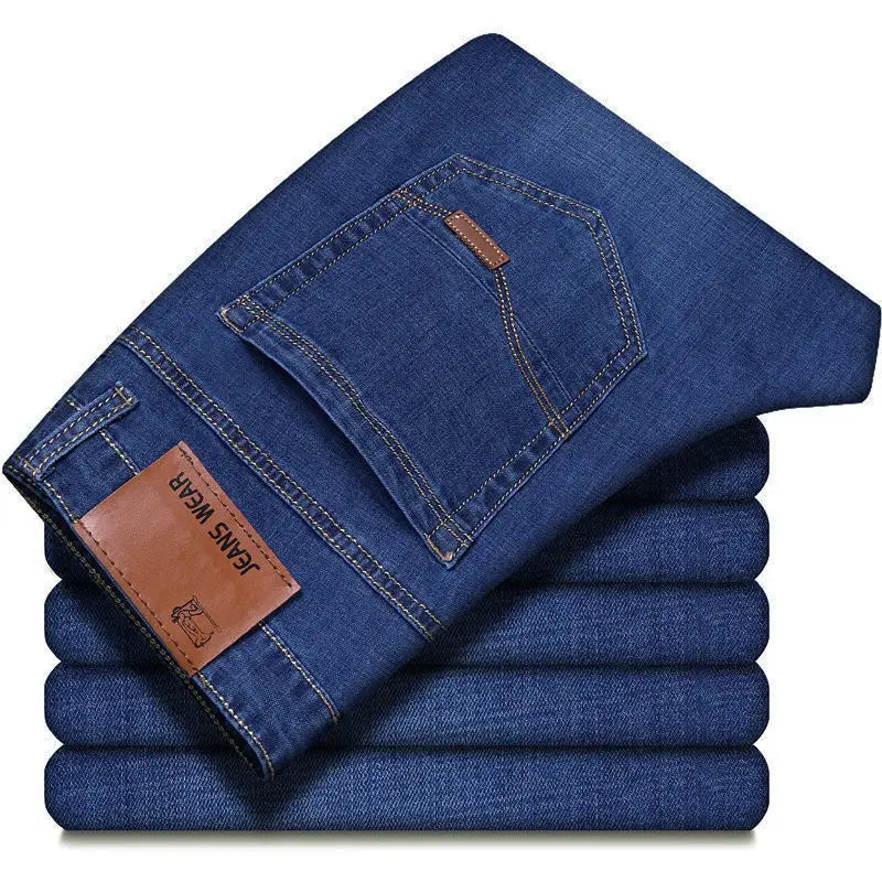2025 Spring and Autumn New Men Fashion Casual Straight Leg Jeans Solid Color Foldable Comfortable Soft Business Brand Pants