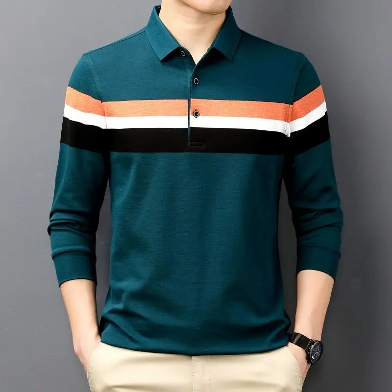 Man Sweatshirt Stripe Blue Pullovers Baggy Original Polo T Shirt For Men Japan High Brand Cheap Clothes Quotes Elasticity Luxury