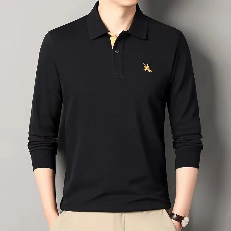 High end brand long sleeved polo shirt men's autumn new fashion embroidery lapel T-shirt casual business Paul men's clothing