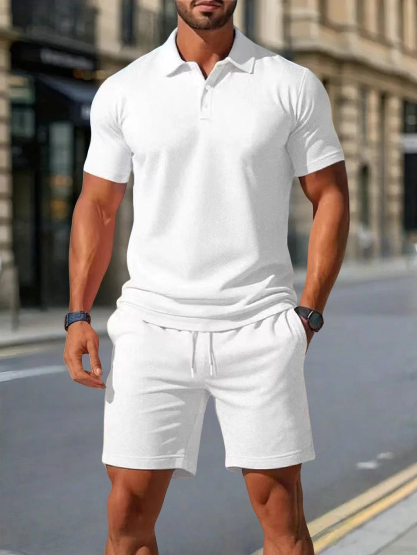 Men's Summer Polo Shirt Set with Collar Design Skin-friendly Cool Fabric Suitable for Your Whole Summer