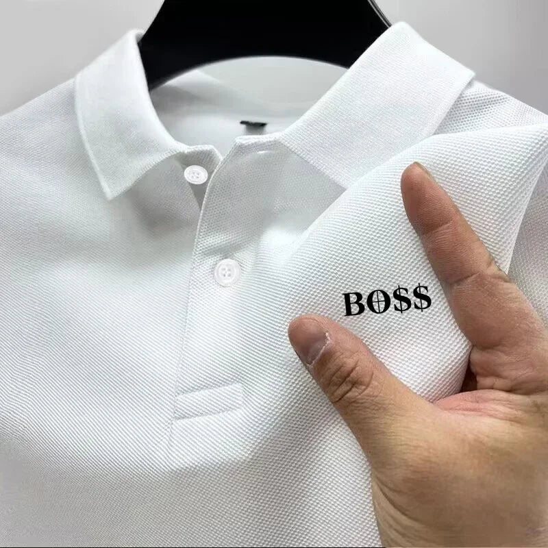 Men's short-sleeved polo shirt 2025, quick-drying, breathable, casual, fashionable, business, sporty, summer, high collar, new s