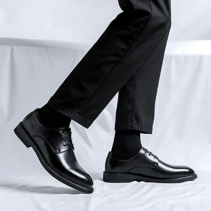 Men's Spring and Autumn British Casual Business Formal Leather Shoes Casual Shoes Suit Men Shoes Heightening Single Shoes Shoes