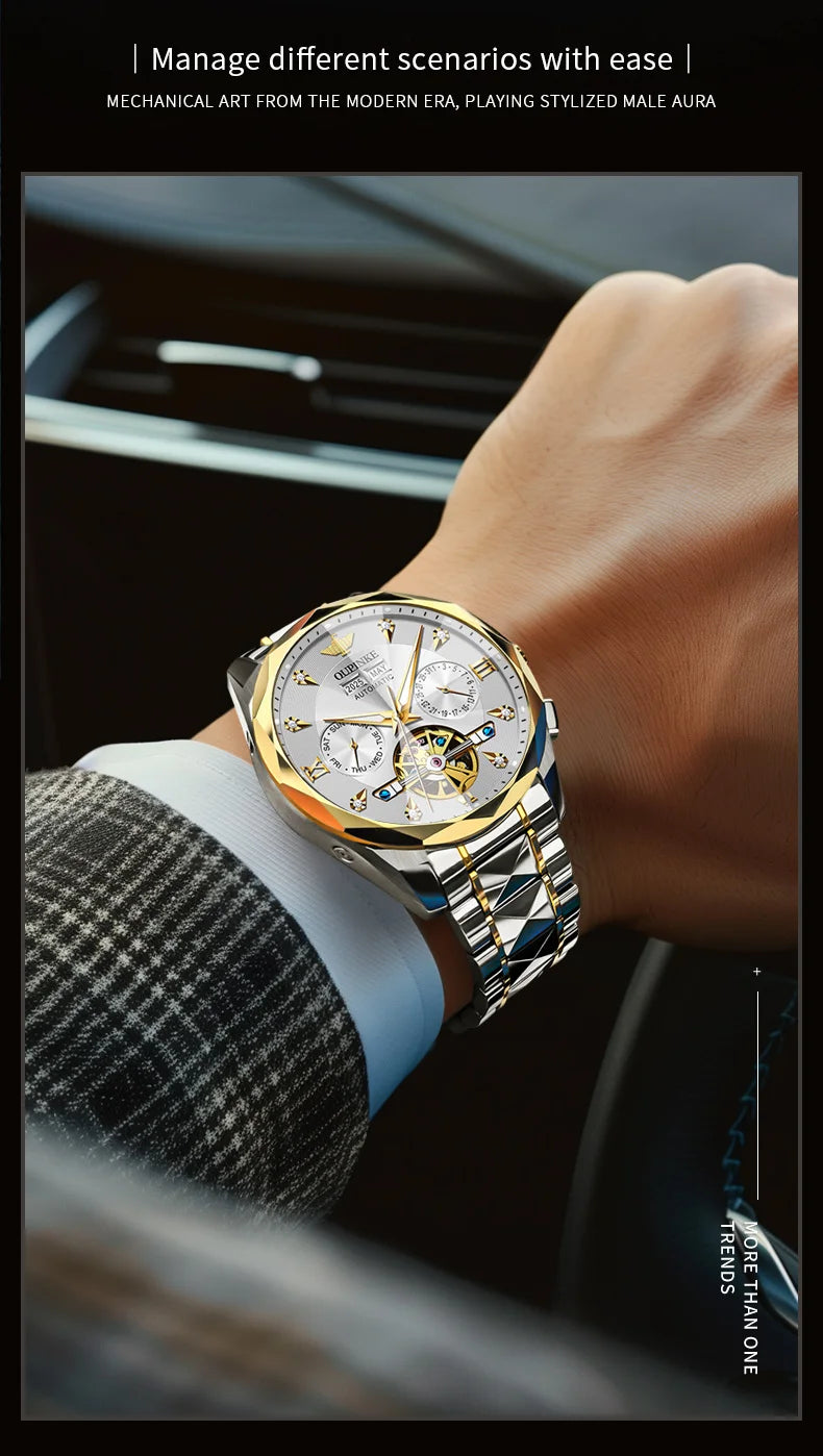 OUPINKE 3316 Automatic Mechanical Watch Classic New Version Watches for Men High-end Large Dial Wristwatch