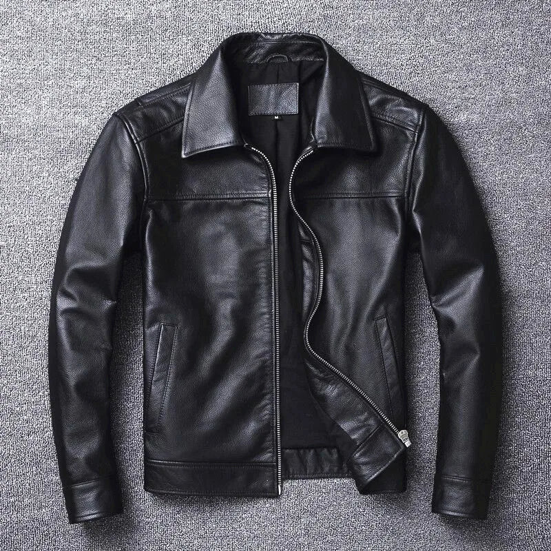 2023 Men's Leather Jacket Natural Men's Genuine Cowhide Jacket Spring and Autumn Casual Black Men's Clothing Asian size S-6XL