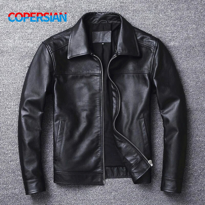 2023 Men's Leather Jacket Natural Men's Genuine Cowhide Jacket Spring and Autumn Casual Black Men's Clothing Asian size S-6XL