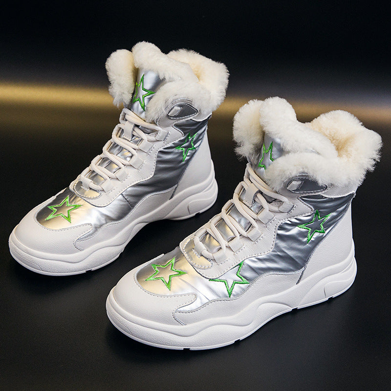 Large Size Leather Snow Boots Women