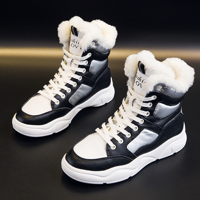 Large Size Leather Snow Boots Women
