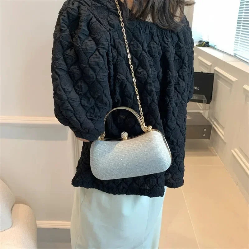 Shiny Mini Evening Bag, Rhinestone Chain Purse