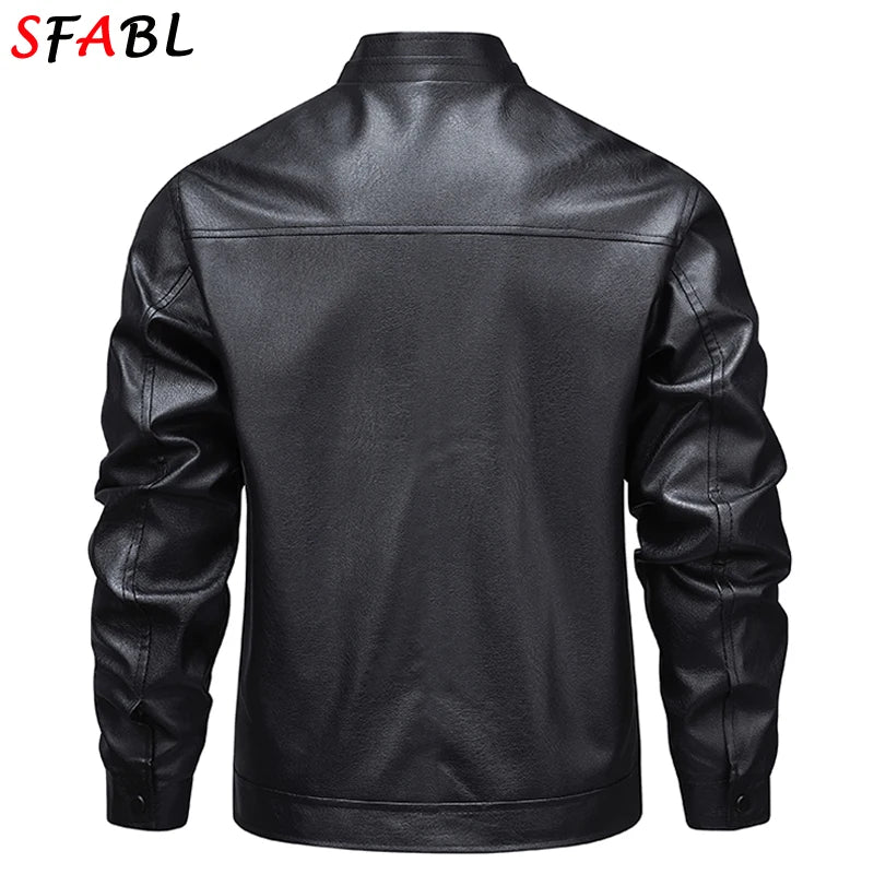 New Fashion Leather Jacket Men Autumn Winter Men's Motorcycle Jacket Biker Warm Windbreak PU Leather Coat Men Outerwear Black