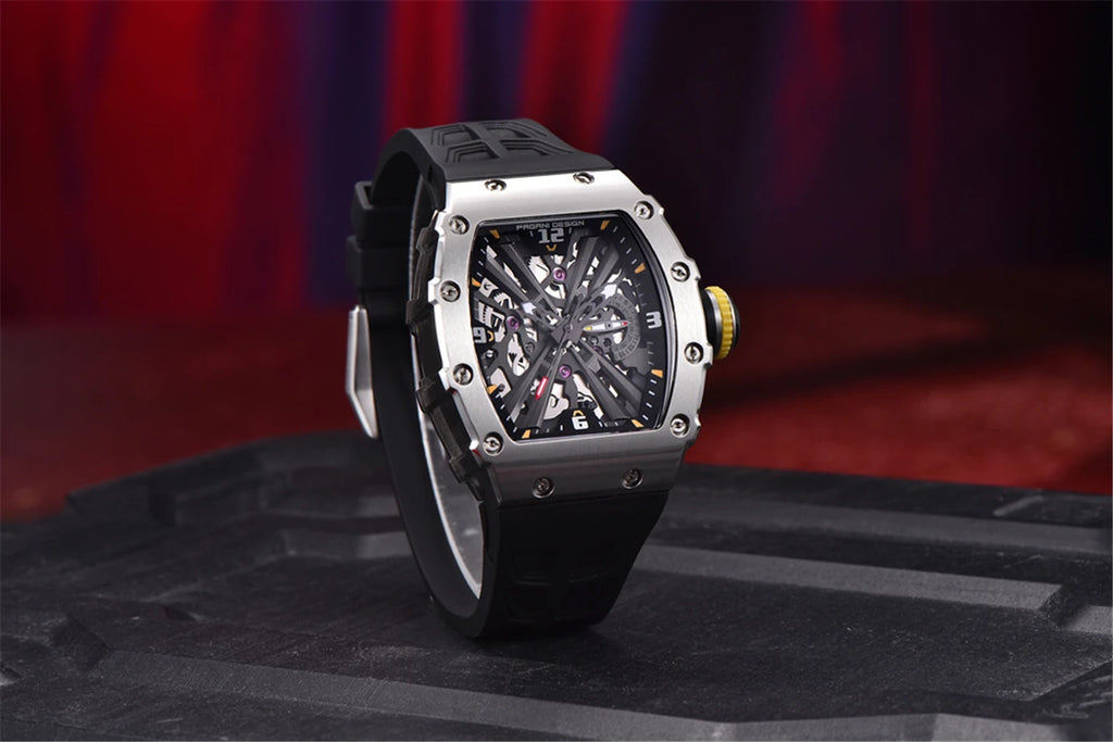 PAGANI DESIGN New VH65 Watch For Men Skeleton Quartz Wristwatch Sapphire Glass Silicone Original Luxury Men Watch Gift With Box