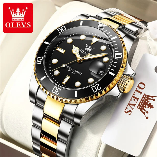 OLEVS Top Original Quartz Watch for Men Diving Series Stainles Steel Waterproof Man Watch Fashion Luxury Brand Men's Wristwatch