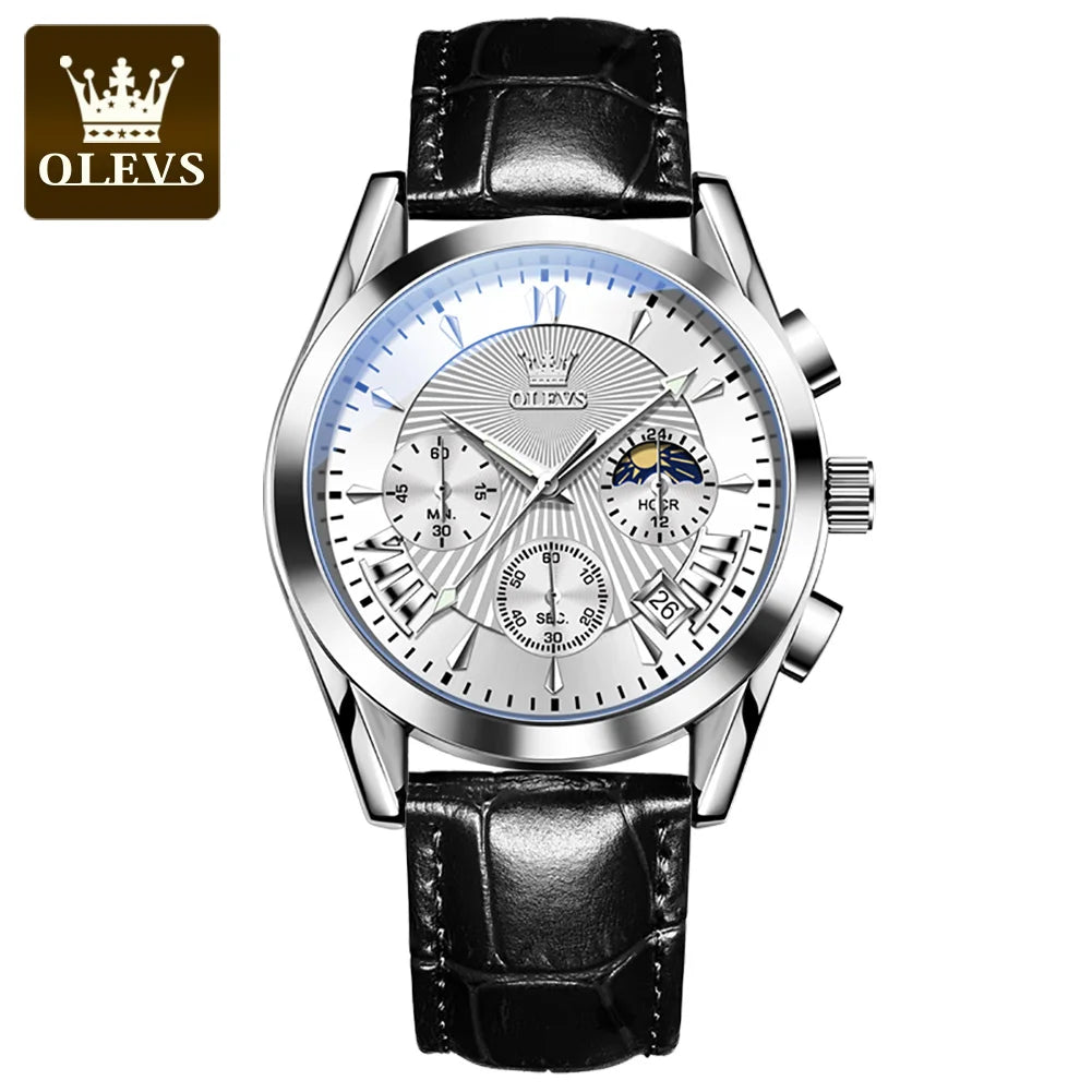 OLEVS Original Luxury Brand Men's Watches High Quality Waterproof Quartz Watch for Men Fashion Leather Strap Man Wristwatch