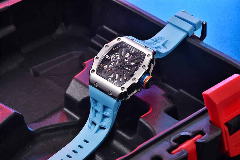 PAGANI DESIGN New VH65 Watch For Men Skeleton Quartz Wristwatch Sapphire Glass Silicone Original Luxury Men Watch Gift With Box