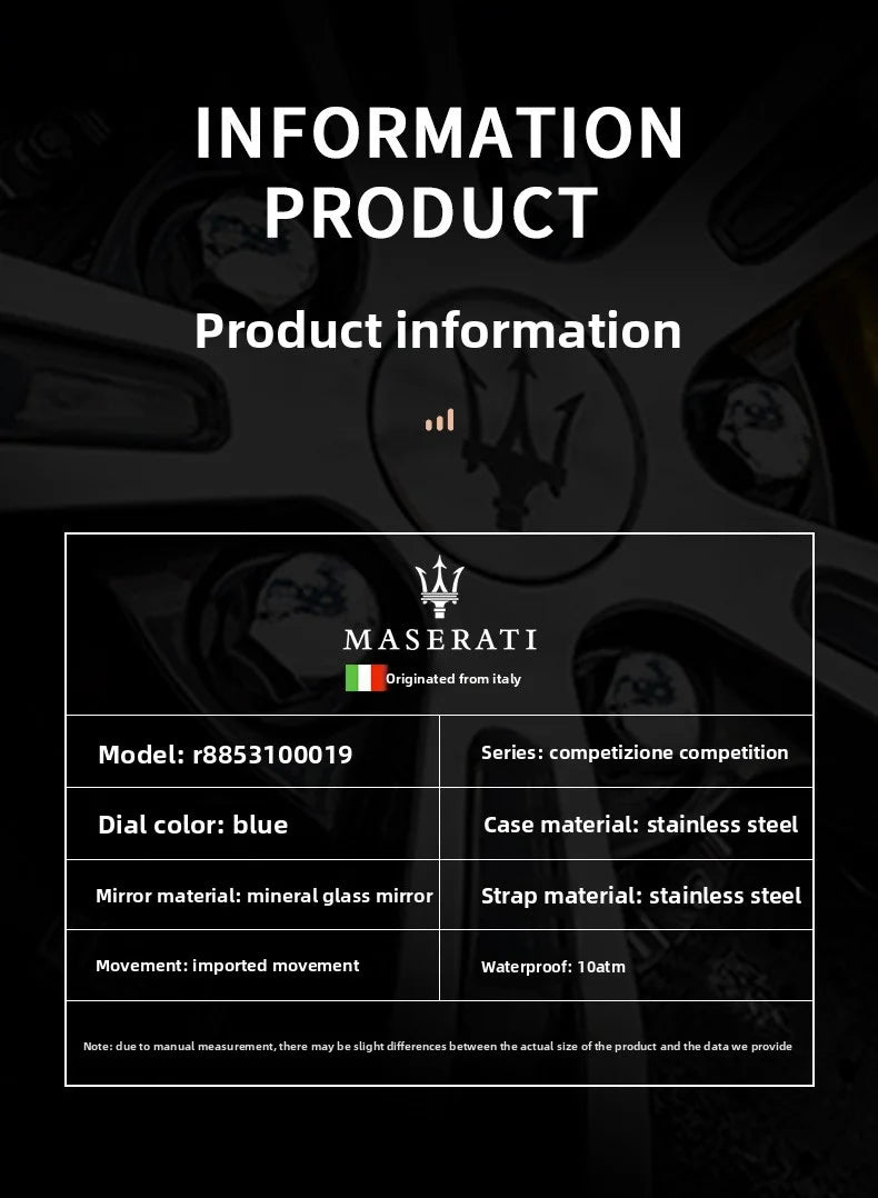 Original Maserati watches men's luxury gold fashion trend dial Shi Ying European and American business watch blue gold R88531000
