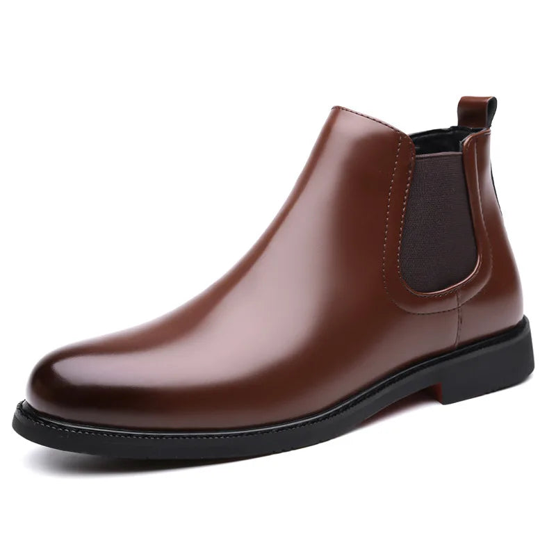 Autumn Winter New Designer Leather Boots for Men Solid Color Outdoor Warm Cotton Boots Male Big Size Antiskid Work Shoes Man