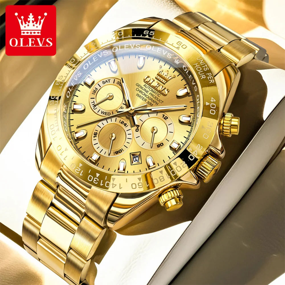OLEVS 6638 Men Watch Brand Mechanical Movement Automatic Watch Men Luxury Waterproof Calendar Timing Code Original Men Watch