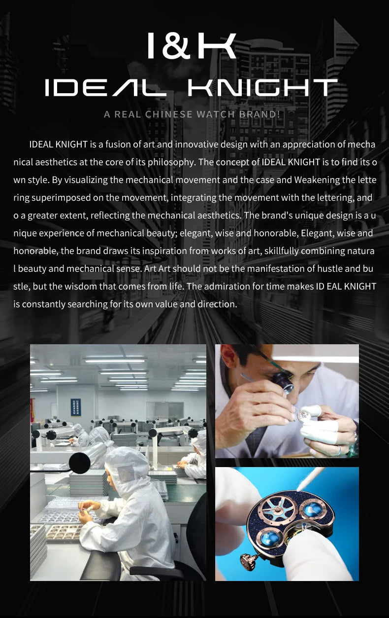 IDEAL KNIGHT 6802 Automatic Watch For Men Hollow Skeleton Mechanical Wristwatch Waterproof Tourbillon Man Watch Sapphire Mirror