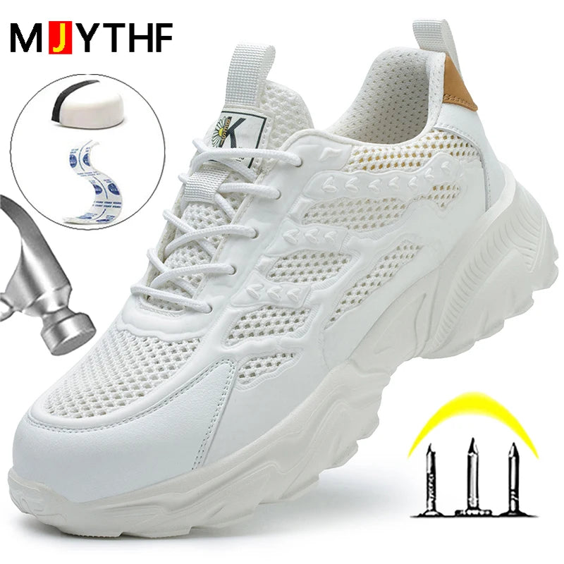 Breathable Mesh Safety Shoes Men White Protective Shoes For Men