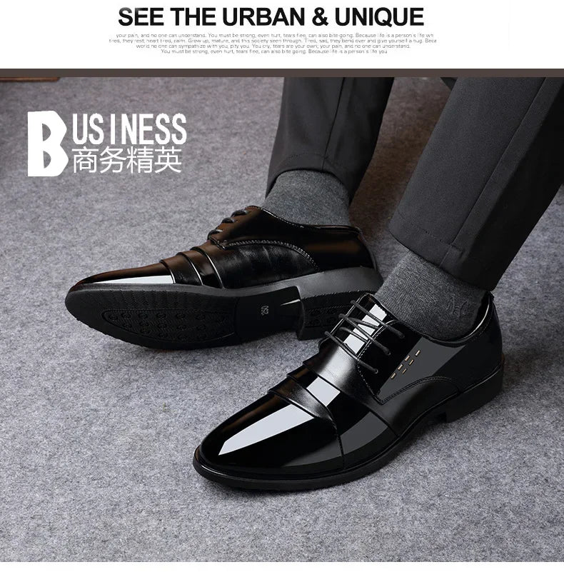 Business Dress Men Shoes Luxury Mens Dress Shoes Patent Leather Oxford Shoes for Men Oxfords Footwear High Quality Leather