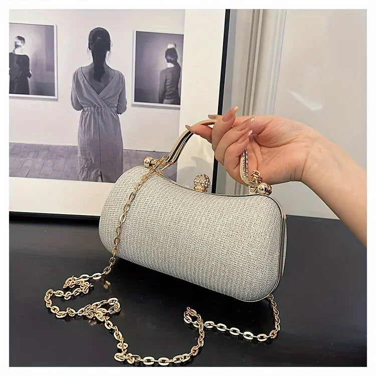 Shiny Mini Evening Bag, Rhinestone Chain Purse