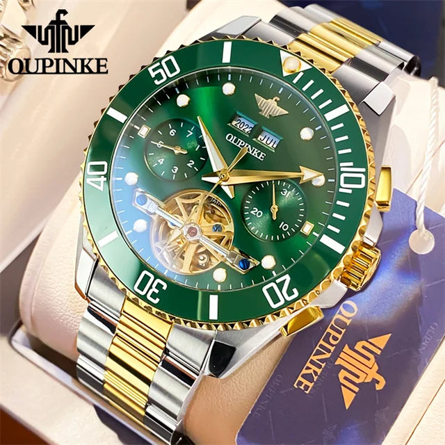OUPINKE Automatic Mechanical Watches for Men White Black Panda Eye Skeleton Luxury Top Brand Sapphire Mirror Male Diving Watches