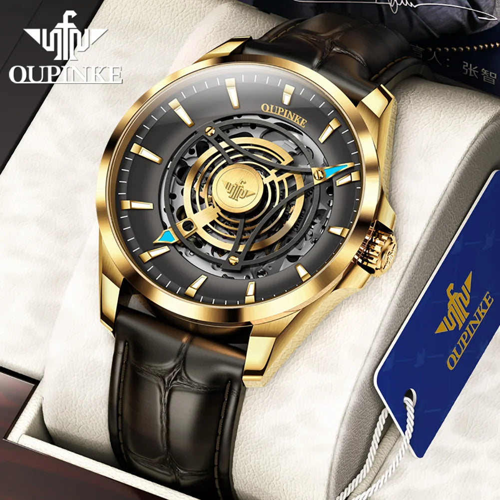 OUPINKE 3206 Men's Watches Sky Eye Automatic Mechanical Wristwatch for Man Waterproof Stainless Steel Luminous Sapphire Luxury