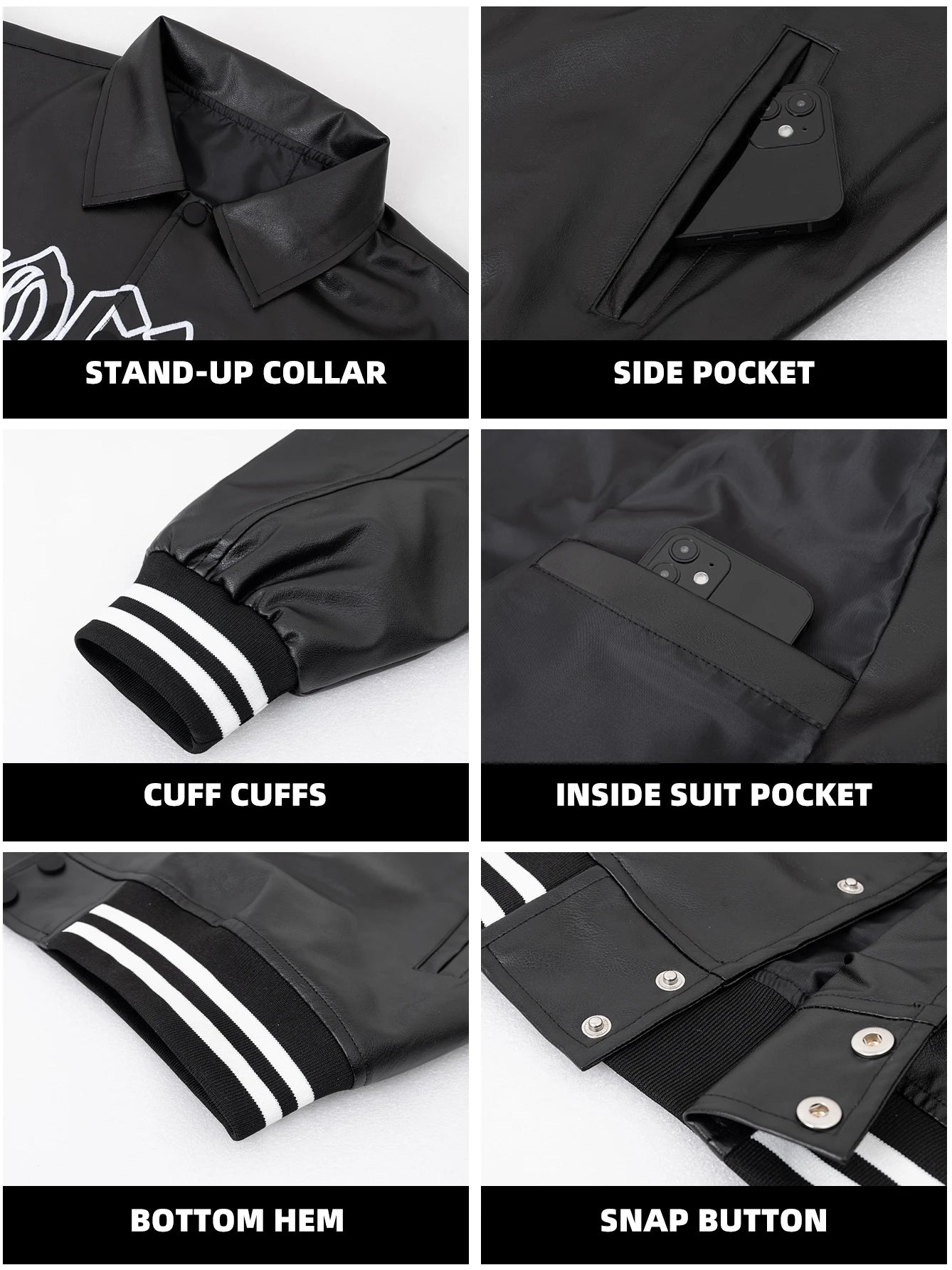 Men's Faux Leather Jackets Vintage Casual Fashion Outwear Loose Pu Leather Motorcycle Windbreaker BomberStyle Jackets