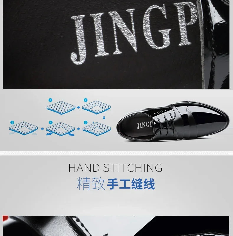 Business Dress Men Shoes Luxury Mens Dress Shoes Patent Leather Oxford Shoes for Men Oxfords Footwear High Quality Leather