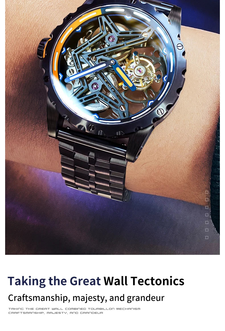 IDEAL KNIGHT 6803 Tourbillon Watch Automatic Mechanical Watch Luminous Waterproof Clock High Quality Fashion Business Men Watch