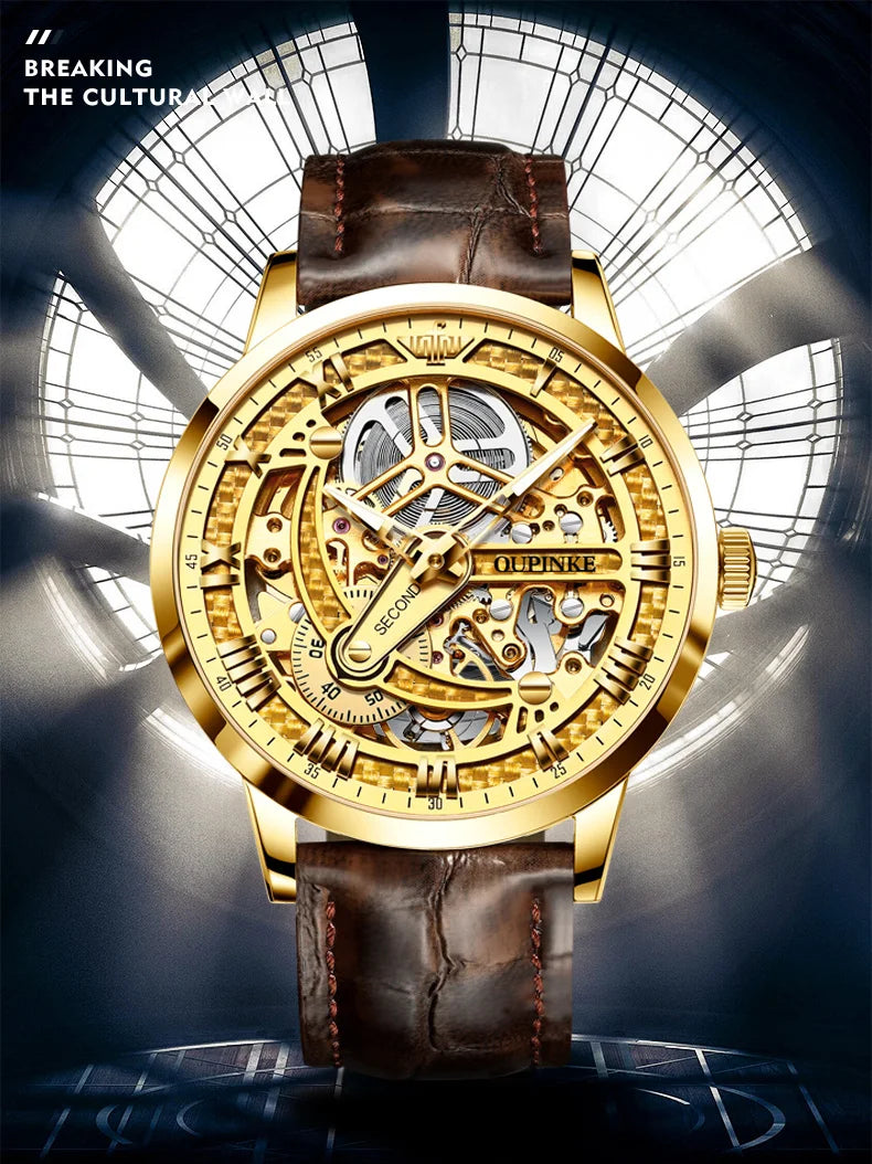 OUPINKE Great Price Reduction Luxury Brand Men Watch Gold Fully Automatic Mechanical Watch Waterproof Luminous Original Watch