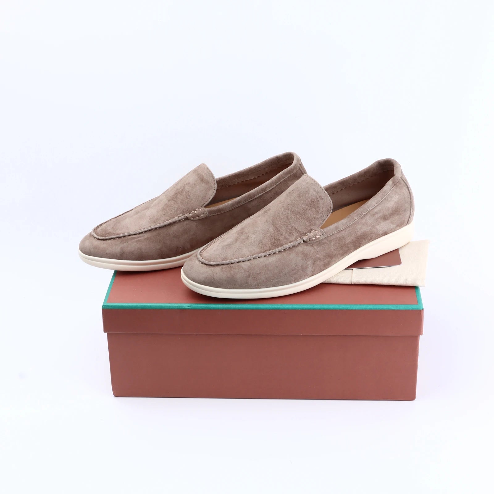 Not Logo Summer Suede Leather Women Loafers Men Flat Shoes Round Toe Slip-on Causal Moccasin Comfortable Mules Lazy Women Shoes
