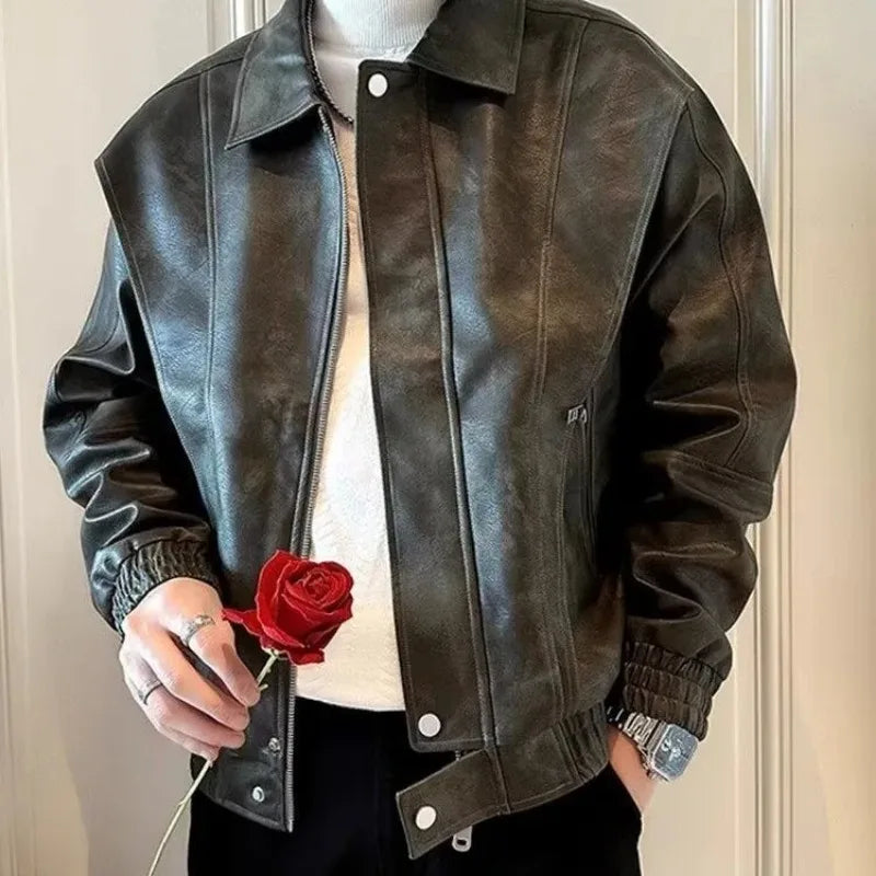 High-end Leather Jacket for Men in Spring Autumn Winter 2025 New Trendy Casual