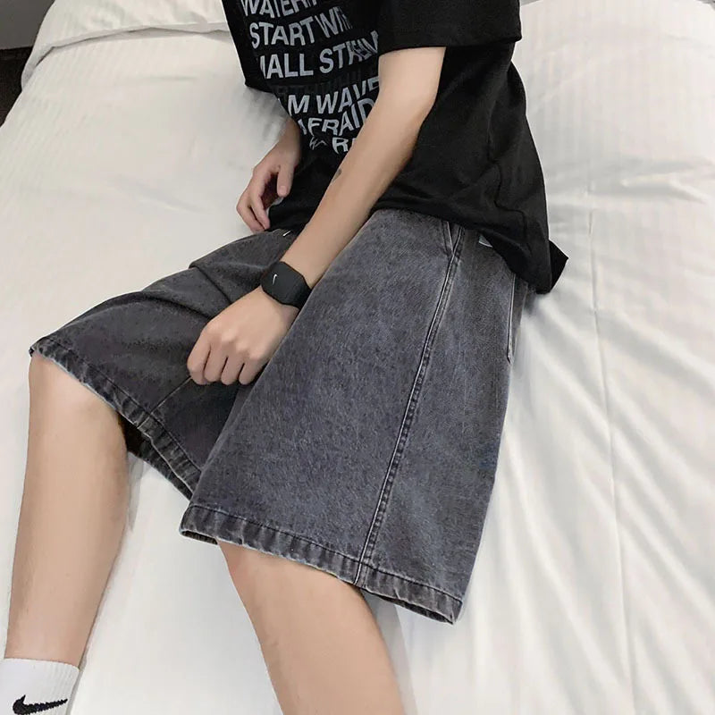 2025 Baggy Jeans Shorts for Men Casual Loose Fit Wide Leg Denim Jorts Y2K Vintage Hip Hop Skateboard Long Jorts Male Streetwear