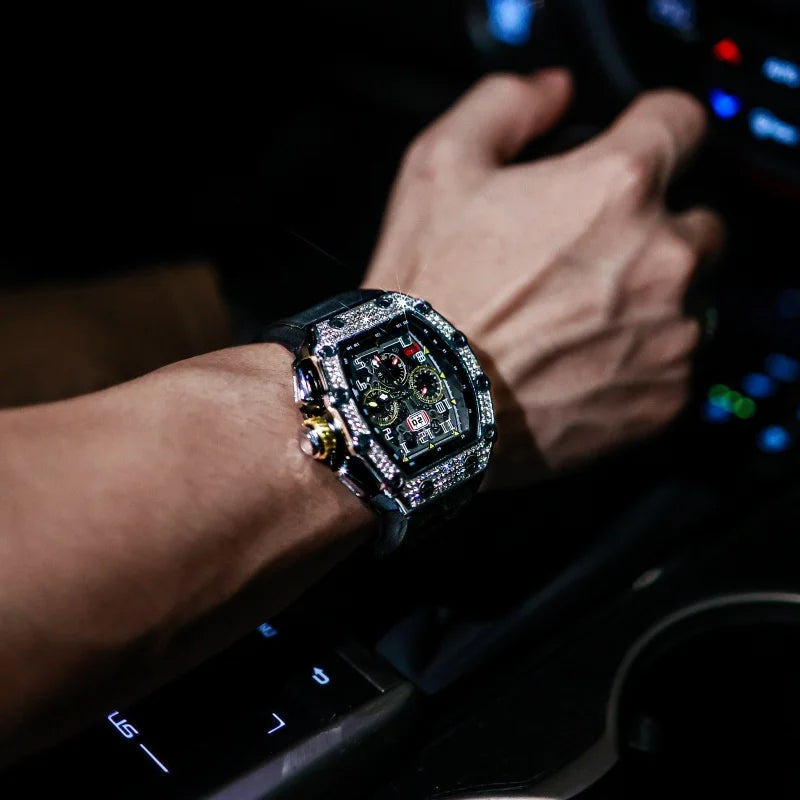 Large dial wine barrel shaped watch for men, authentic high-end mechanical watch, men's high-end feel, fully automatic pure mech