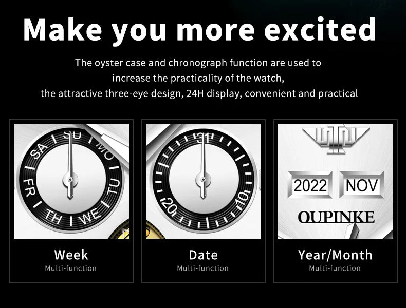 OUPINKE Automatic Mechanical Watches for Men White Black Panda Eye Skeleton Luxury Top Brand Sapphire Mirror Male Diving Watches