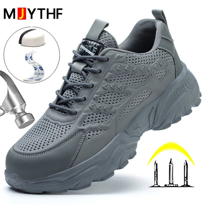 Breathable Mesh Safety Shoes Men White Protective Shoes For Men