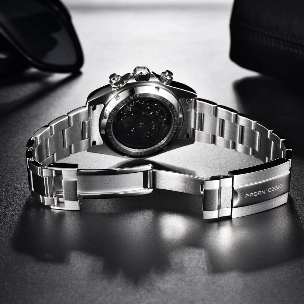 PAGANI DESIGN New 40mm Skeleton Mechanical Watches Men's Stainless Steel Waterproof Automatic Watch Luxury Sapphire Glass Clock