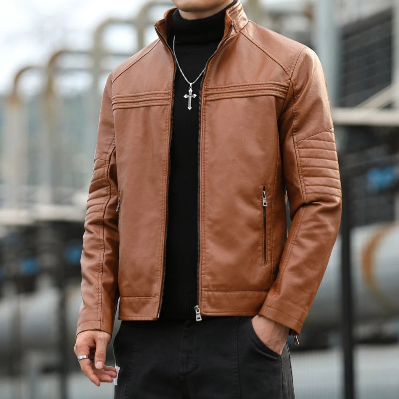 High Quality Vintage Style Leather Jacket Mens Cowhide Clothes Winter New Biker Fashion Jackets Men Leather Slim Coats men