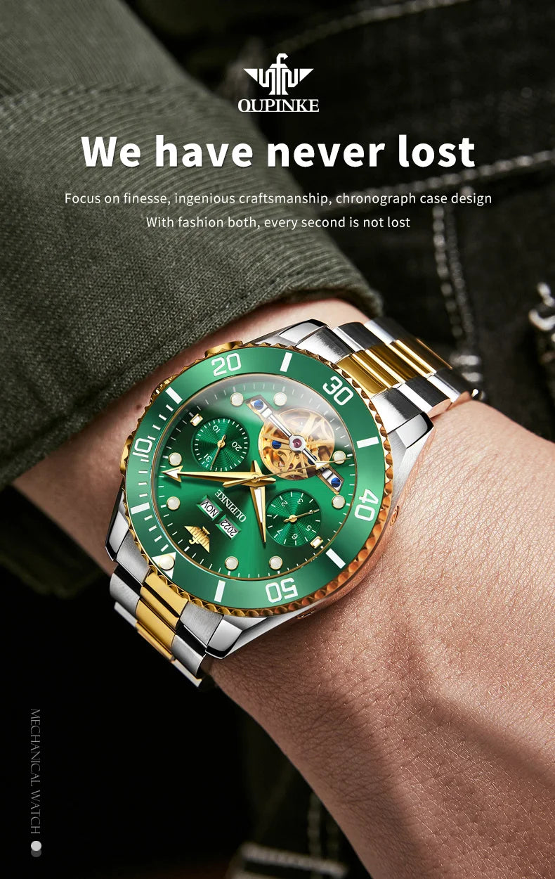 OUPINKE Automatic Mechanical Watches for Men White Black Panda Eye Skeleton Luxury Top Brand Sapphire Mirror Male Diving Watches