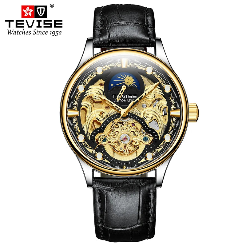 TEVISE New Watch Hollow out Waterproof Business Casual Watch Fully Automatic Men's Mechanical Watch T820D